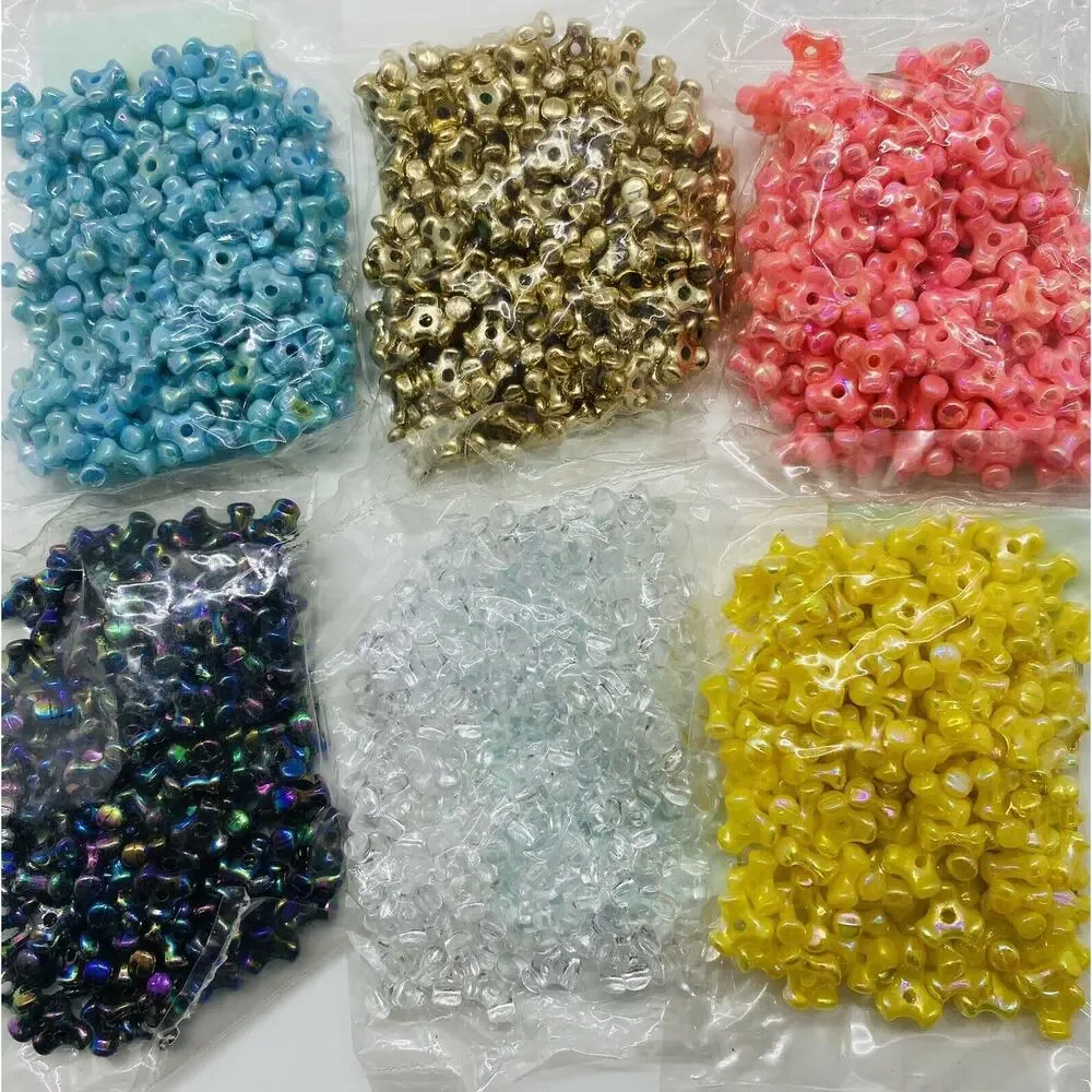 144 Gems 10MM TRI Propeller Beads blk,pink,yell,teal or clear 1 Bag